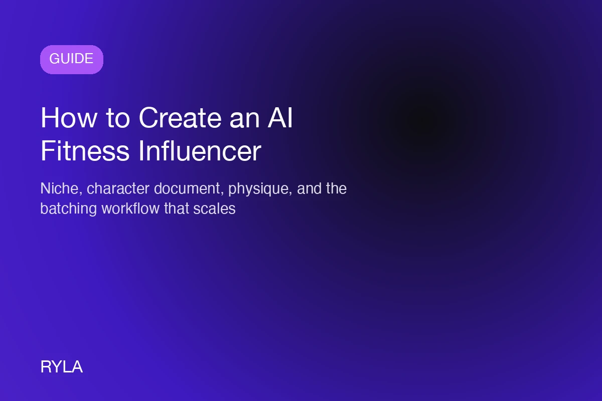 A character document for an AI fitness influencer with niche, physique, and content themes